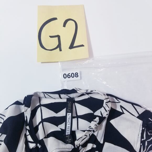 Plenty by Tracy Reese Geometric Print  Maxi Dress High Low Ruffle Keyhole Back - Picture 15 of 15